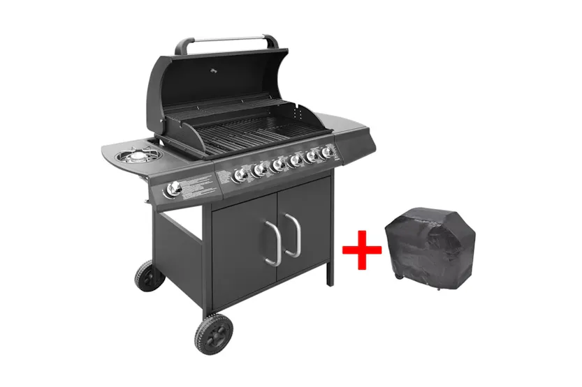 vidaXL 273792 Gas Barbecue Grill 6+1 Cooking Zone Black vidaXL 273792 Gas Barbecue Grill 6+1 Cooking Zone Black