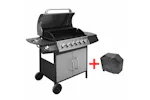 vidaXL 273793 Gas Barbecue Grill 6+1 Cooking Zone Black And Silver vidaXL 273793 Gas Barbecue Grill 6+1 Cooking Zone Black And Silver