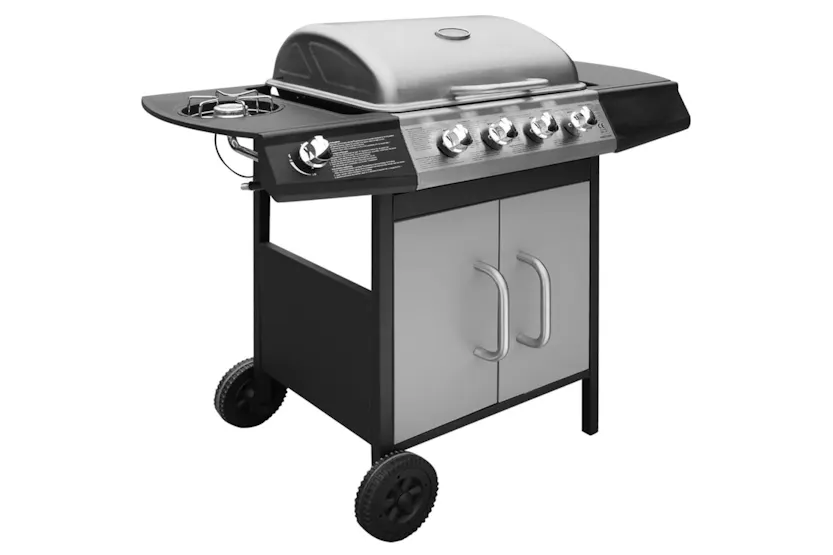 vidaXL 273790 Gas Barbecue Grill 4+1 Cooking Zone Black And Silver vidaXL 273790 Gas Barbecue Grill 4+1 Cooking Zone Black And Silver