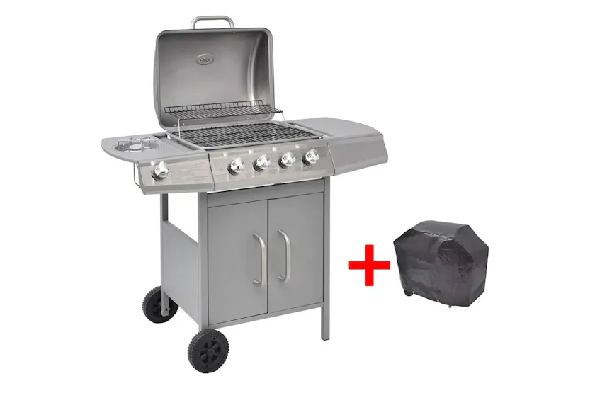 Vidaxl Gas Barbecue Grill 4+1 Cooking Zone Silver Vidaxl Gas Barbecue Grill 4+1 Cooking Zone Silver