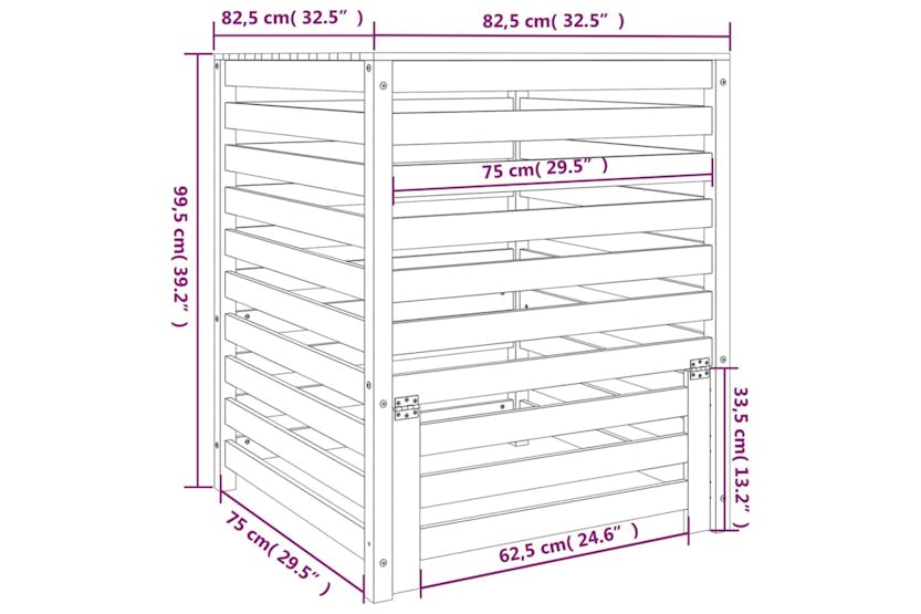 vidaXL 823818 Composter Honey Brown 82.5x82.5x99.5cm Solid Wood Pine vidaXL 823818 Composter Honey Brown 82.5x82.5x99.5cm Solid Wood Pine
