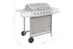 vidaXL 3053632 Gas Bbq Grill With 6 Burners Silver vidaXL 3053632 Gas Bbq Grill With 6 Burners Silver
