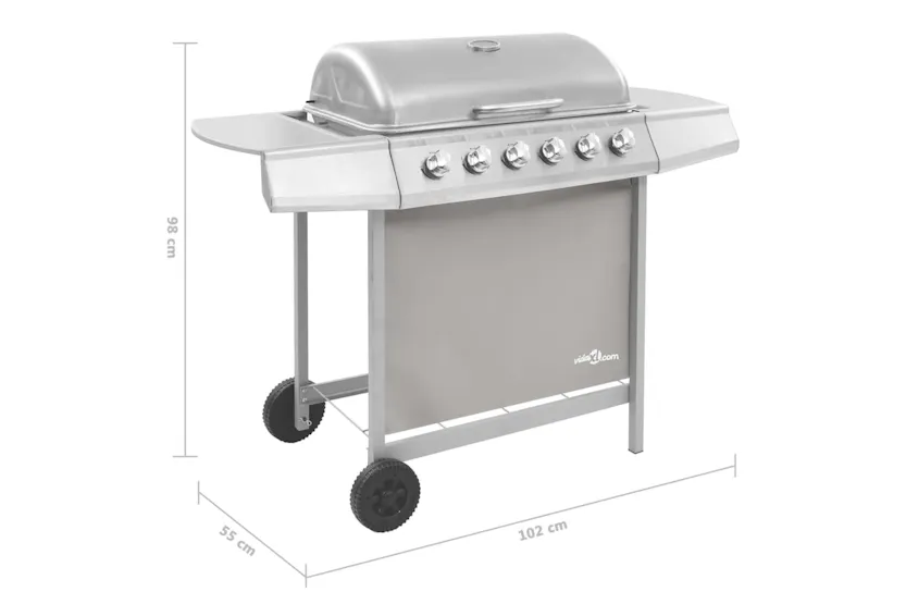 vidaXL 3053632 Gas Bbq Grill With 6 Burners Silver vidaXL 3053632 Gas Bbq Grill With 6 Burners Silver