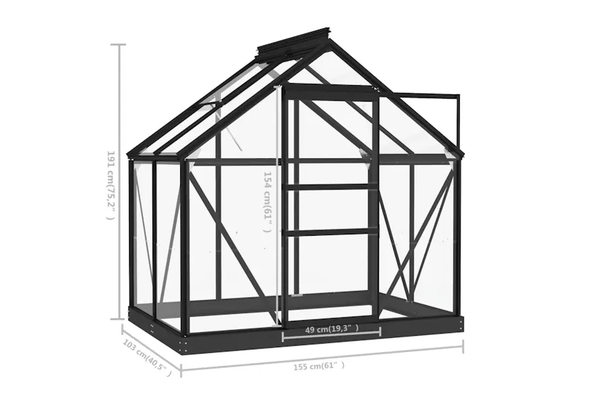 vidaXL 3082333 Glass Greenhouse Anthracite 155x103x191cm Aluminium vidaXL 3082333 Glass Greenhouse Anthracite 155x103x191cm Aluminium
