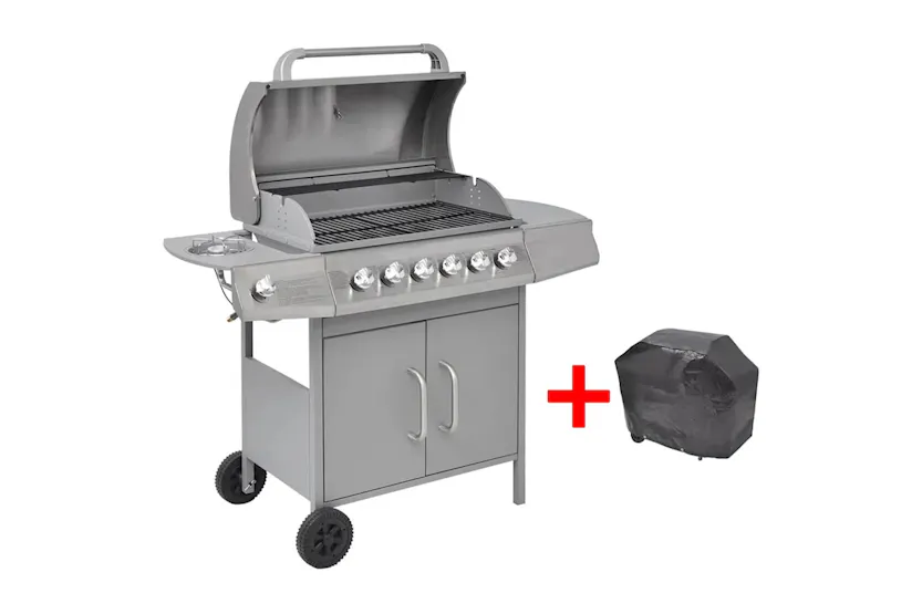 Vidaxl Gas Barbecue Grill 6+1 Cooking Zone Silver Vidaxl Gas Barbecue Grill 6+1 Cooking Zone Silver