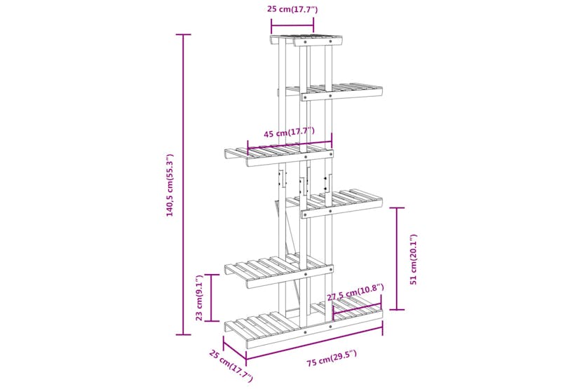vidaXL 362866 Flower Stand 75x25x140.5cm Solid Wood Fir vidaXL 362866 Flower Stand 75x25x140.5cm Solid Wood Fir
