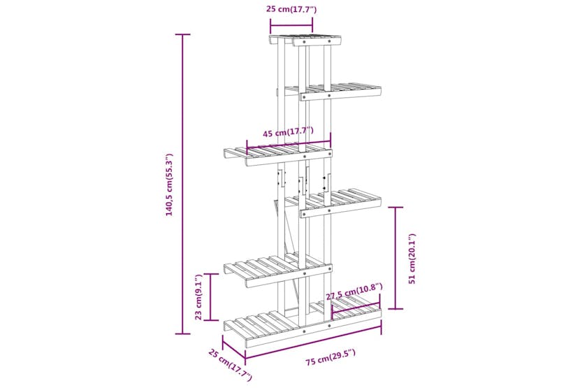 vidaXL 362865 Flower Stand 75x25x140.5cm Solid Wood Fir vidaXL 362865 Flower Stand 75x25x140.5cm Solid Wood Fir