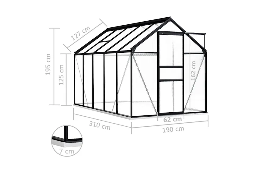 vidaXL 48217 Greenhouse With Base Frame Anthracite Aluminium 5.89 m² vidaXL 48217 Greenhouse With Base Frame Anthracite Aluminium 5.89 m²