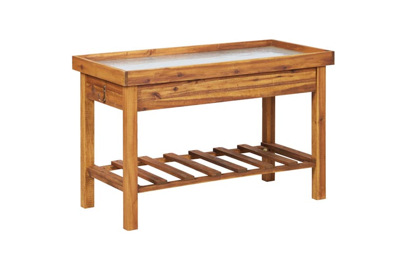 vidaXL 46561 Garden Work Bench With Zinc Top Solid Acacia Wood vidaXL 46561 Garden Work Bench With Zinc Top Solid Acacia Wood