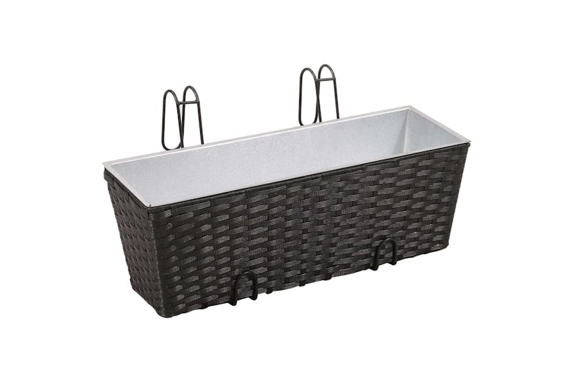 vidaXL 41086 Balcony Trapezoid Rattan Planter Set 50cm 2 Pcs Black vidaXL 41086 Balcony Trapezoid Rattan Planter Set 50cm 2 Pcs Black