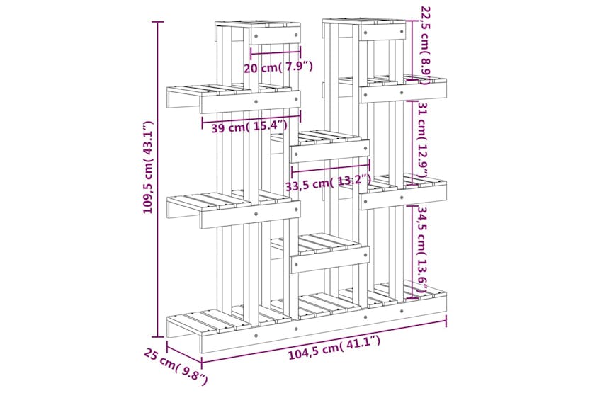 vidaXL 822094 Plant Stand Grey 104.5x25x109.5cm Solid Wood Pine vidaXL 822094 Plant Stand Grey 104.5x25x109.5cm Solid Wood Pine