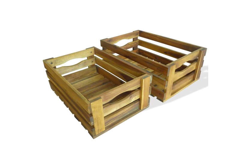 vidaXL 43791 Apple Crate Set 2 Pieces Solid Acacia Wood vidaXL 43791 Apple Crate Set 2 Pieces Solid Acacia Wood
