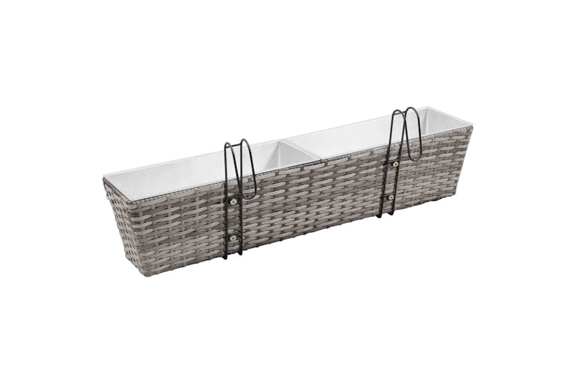 vidaXL 45429 Balcony Raised Beds 2 Pcs 80cm Grey Poly Rattan vidaXL 45429 Balcony Raised Beds 2 Pcs 80cm Grey Poly Rattan