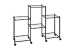 vidaXL 343126 Flower Stand With Wheels 83x25x63.5cm Black Iron vidaXL 343126 Flower Stand With Wheels 83x25x63.5cm Black Iron