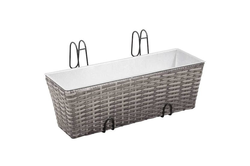 vidaXL 45428 Balcony Raised Beds 2 Pcs 50cm Grey Poly Rattan vidaXL 45428 Balcony Raised Beds 2 Pcs 50cm Grey Poly Rattan