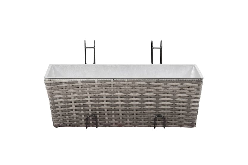 vidaXL 45428 Balcony Raised Beds 2 Pcs 50cm Grey Poly Rattan vidaXL 45428 Balcony Raised Beds 2 Pcs 50cm Grey Poly Rattan