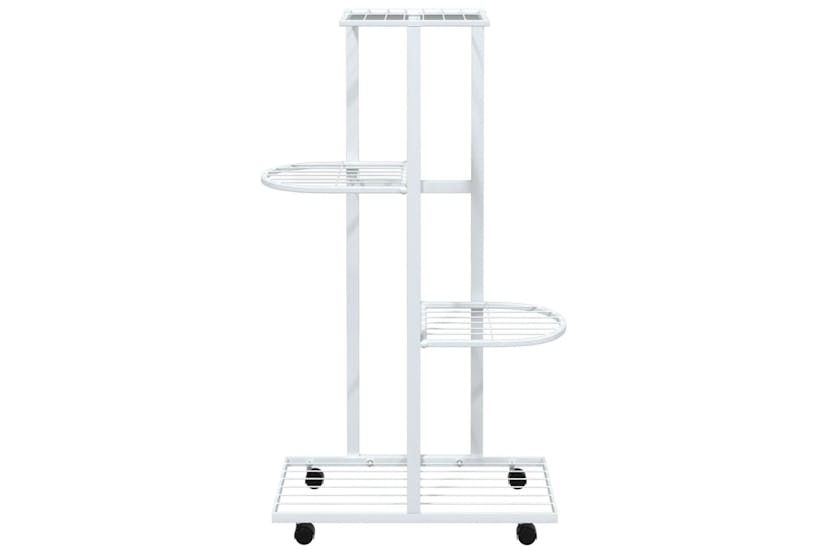 vidaXL 343116 4-floor Flower Stand With Wheels 44x23x80cm White Iron vidaXL 343116 4-floor Flower Stand With Wheels 44x23x80cm White Iron