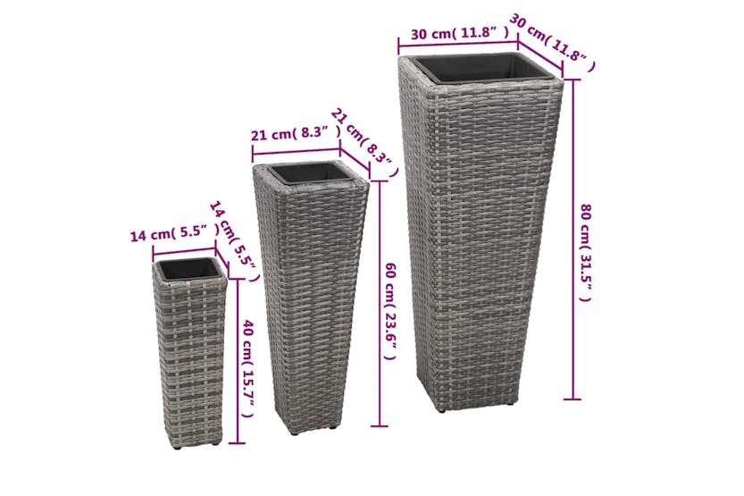 vidaXL 45424 Garden Raised Beds 3 Pcs Poly Rattan Grey vidaXL 45424 Garden Raised Beds 3 Pcs Poly Rattan Grey