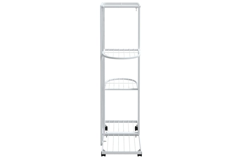 vidaXL 343116 4-floor Flower Stand With Wheels 44x23x80cm White Iron vidaXL 343116 4-floor Flower Stand With Wheels 44x23x80cm White Iron