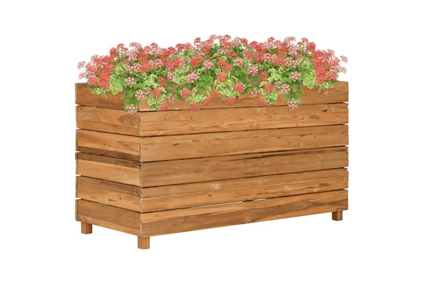 vidaXL Raised Bed 100x40x55cm Recycled Teak Wood And Steel vidaXL Raised Bed 100x40x55cm Recycled Teak Wood And Steel