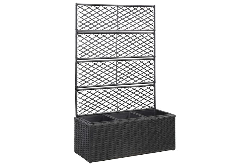 vidaXL 46932 Trellis Raised Bed With 3 Pots 83x30x130cm Poly Rattan Black vidaXL 46932 Trellis Raised Bed With 3 Pots 83x30x130cm Poly Rattan Black