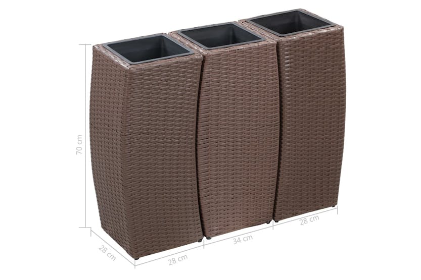 vidaXL 46941 Garden Raised Beds 3 Pcs Poly Rattan Brown vidaXL 46941 Garden Raised Beds 3 Pcs Poly Rattan Brown