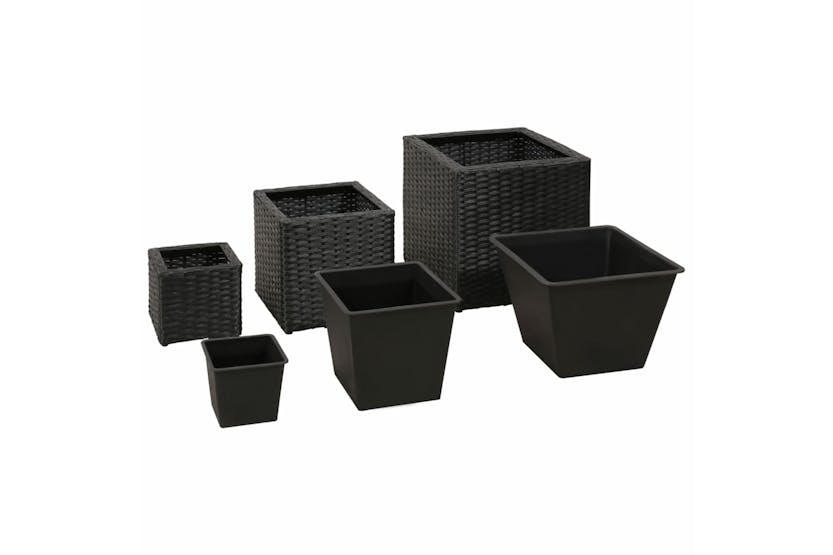 vidaXL 41081 Garden Raised Beds 3 Pcs Poly Rattan Black vidaXL 41081 Garden Raised Beds 3 Pcs Poly Rattan Black