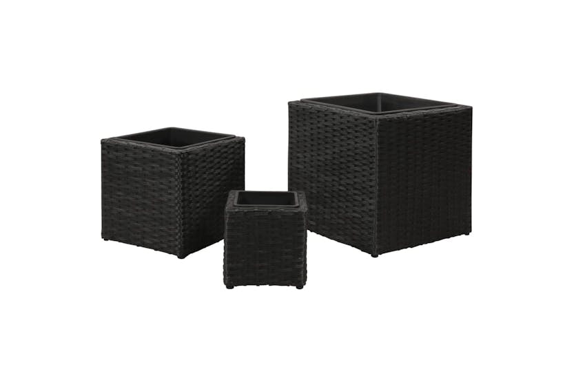 vidaXL 41081 Garden Raised Beds 3 Pcs Poly Rattan Black vidaXL 41081 Garden Raised Beds 3 Pcs Poly Rattan Black