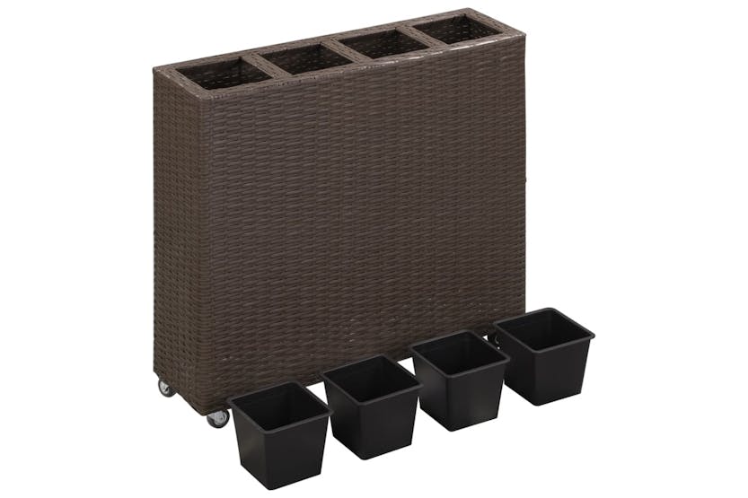 vidaXL 46950 Garden Raised Bed With 4 Pots 80x22x79cm Poly Rattan Brown vidaXL 46950 Garden Raised Bed With 4 Pots 80x22x79cm Poly Rattan Brown