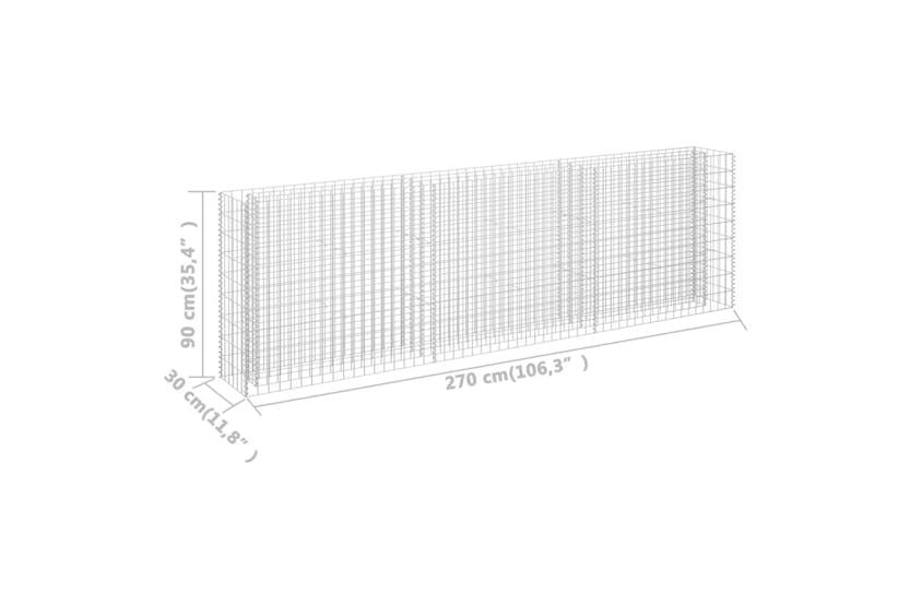 vidaXL 145639 Gabion Raised Bed Galvanised Steel 270x30x90cm vidaXL 145639 Gabion Raised Bed Galvanised Steel 270x30x90cm