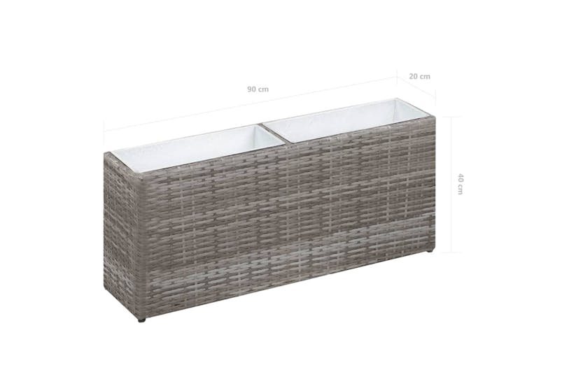 vidaXL 46922 Garden Raised Bed With 2 Pots 90x20x40cm Poly Rattan Grey vidaXL 46922 Garden Raised Bed With 2 Pots 90x20x40cm Poly Rattan Grey
