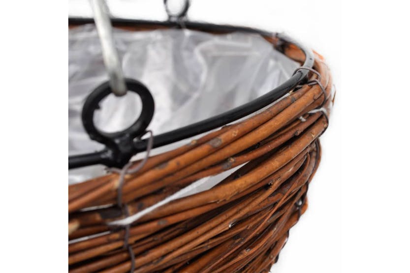 vidaXL 140915 Hanging Round Willow Basket 4 Pcs With Liner & Chain vidaXL 140915 Hanging Round Willow Basket 4 Pcs With Liner & Chain