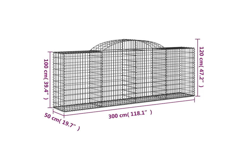 vidaXL 153515 Arched Gabion Basket 300x50x100/120cm Galvanised Iron vidaXL 153515 Arched Gabion Basket 300x50x100/120cm Galvanised Iron