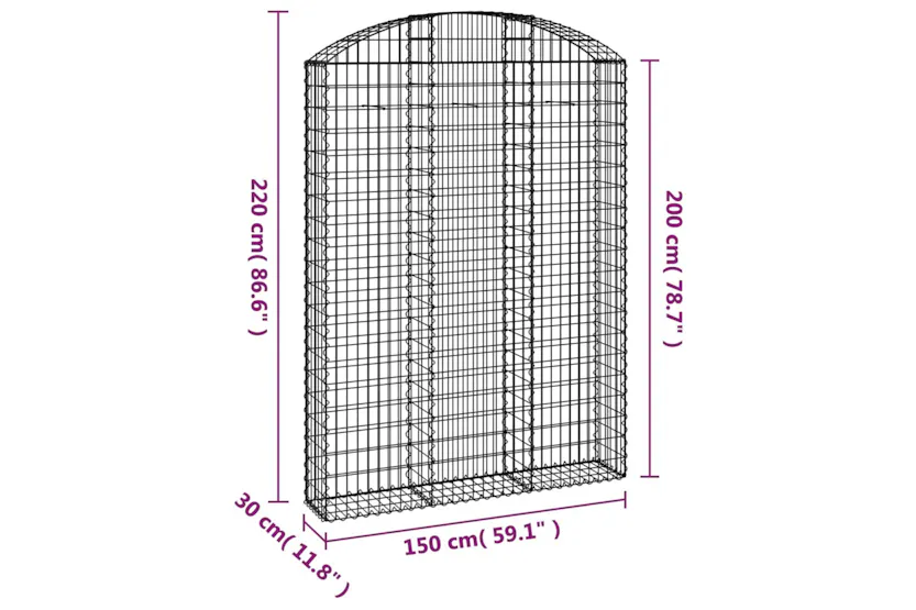 vidaXL 153450 Arched Gabion Basket 150x30x200/220cm Galvanised Iron vidaXL 153450 Arched Gabion Basket 150x30x200/220cm Galvanised Iron