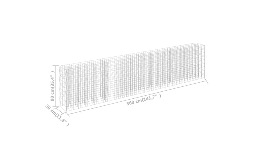 vidaXL 145643 Gabion Raised Bed Galvanised Steel 360x30x90cm vidaXL 145643 Gabion Raised Bed Galvanised Steel 360x30x90cm