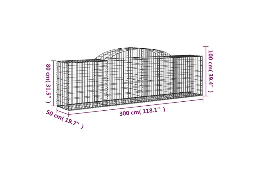 vidaXL 153514 Arched Gabion Basket 300x50x80/100cm Galvanised Iron vidaXL 153514 Arched Gabion Basket 300x50x80/100cm Galvanised Iron