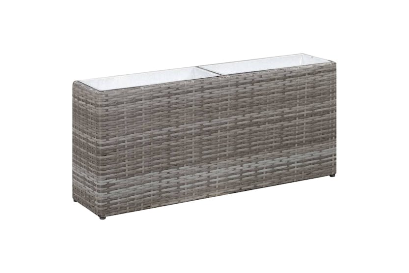 vidaXL 46922 Garden Raised Bed With 2 Pots 90x20x40cm Poly Rattan Grey vidaXL 46922 Garden Raised Bed With 2 Pots 90x20x40cm Poly Rattan Grey