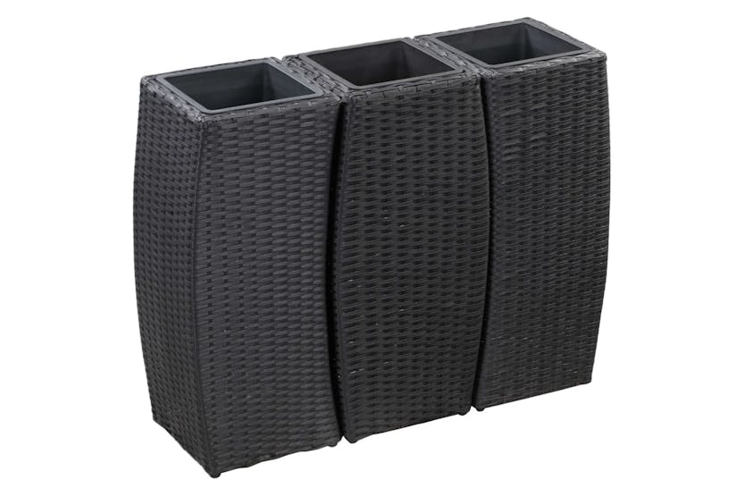 vidaXL 46939 Garden Raised Beds 3 Pcs Poly Rattan Black vidaXL 46939 Garden Raised Beds 3 Pcs Poly Rattan Black