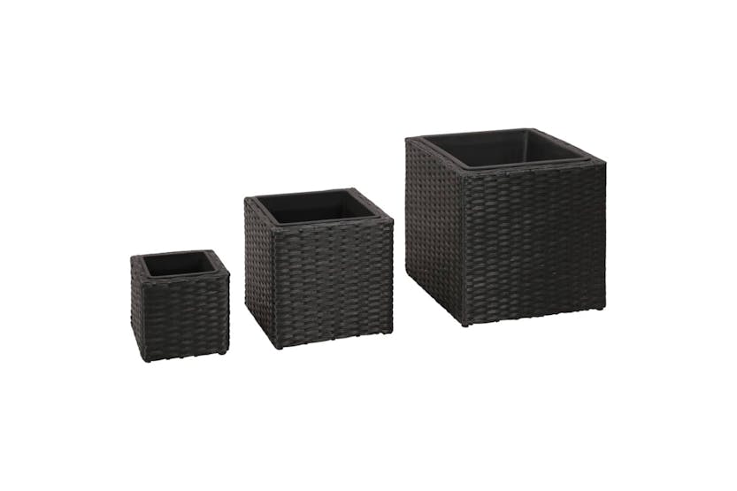 vidaXL 41081 Garden Raised Beds 3 Pcs Poly Rattan Black vidaXL 41081 Garden Raised Beds 3 Pcs Poly Rattan Black