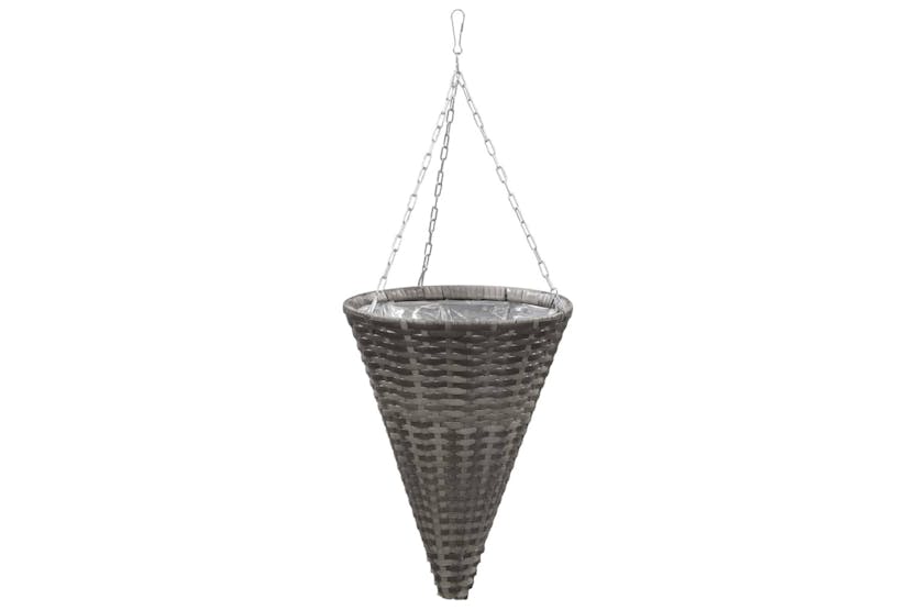 vidaXL 46956 Hanging Flower Baskets 2 Pcs Poly Rattan Grey vidaXL 46956 Hanging Flower Baskets 2 Pcs Poly Rattan Grey