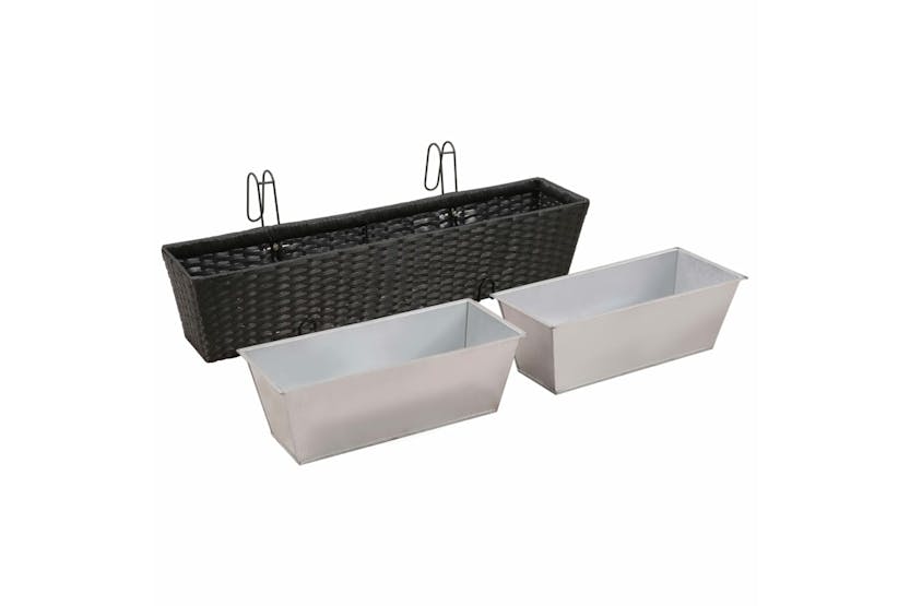 vidaXL 41088 Balcony Trapezoid Rattan Planter Set 80cm 2 Pcs Black vidaXL 41088 Balcony Trapezoid Rattan Planter Set 80cm 2 Pcs Black
