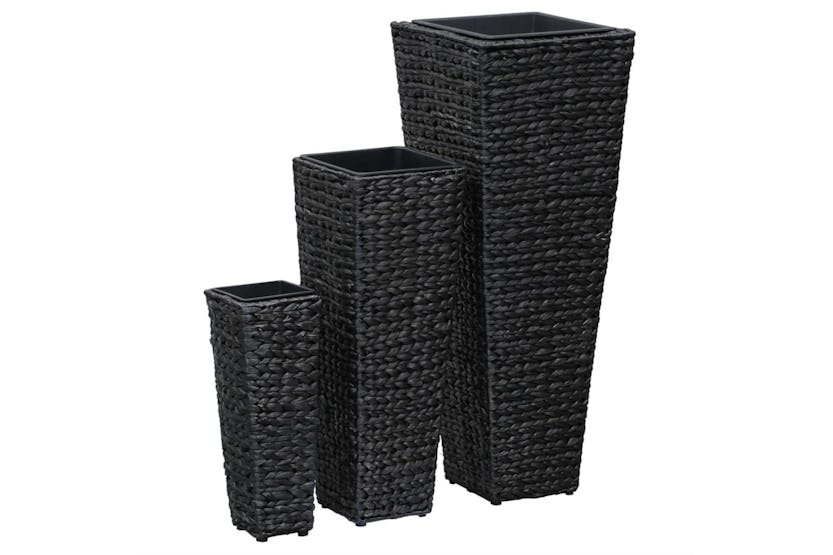 Vidaxl Raised Beds 3 Pcs Water Hyacinth Black Vidaxl Raised Beds 3 Pcs Water Hyacinth Black