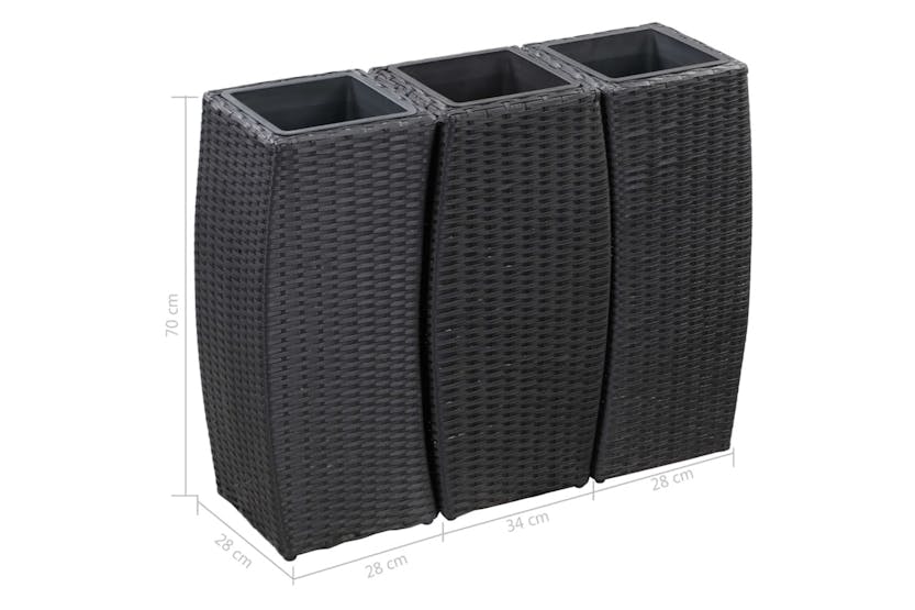 vidaXL 46939 Garden Raised Beds 3 Pcs Poly Rattan Black vidaXL 46939 Garden Raised Beds 3 Pcs Poly Rattan Black