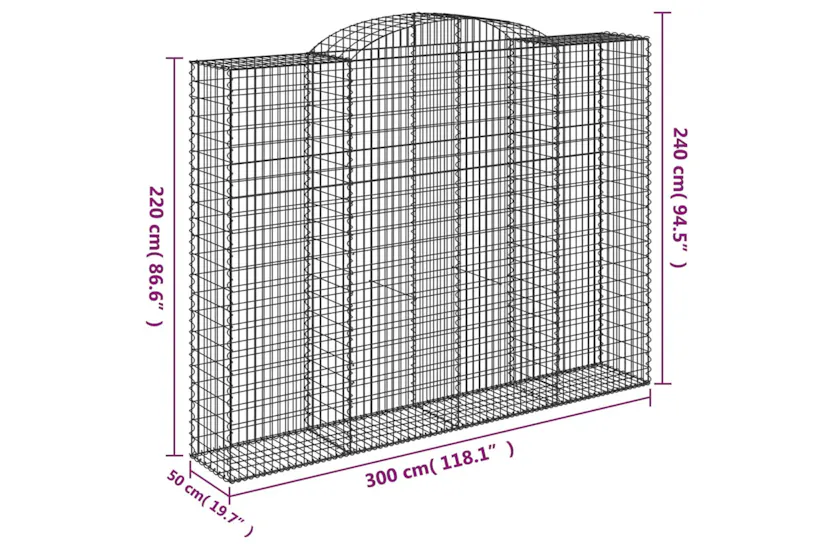 vidaXL 153521 Arched Gabion Basket 300x50x220/240cm Galvanised Iron vidaXL 153521 Arched Gabion Basket 300x50x220/240cm Galvanised Iron