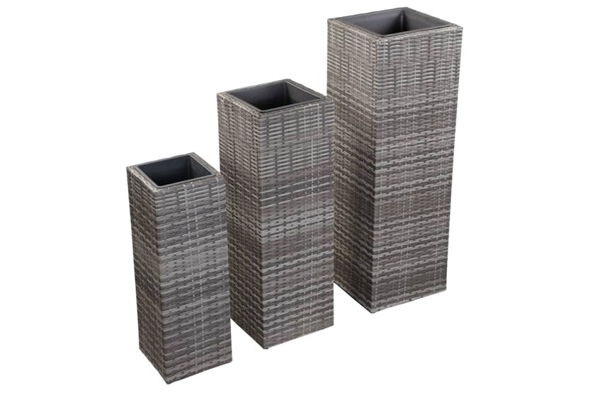 vidaXL 46926 Garden Raised Beds 3 Pcs Poly Rattan Grey vidaXL 46926 Garden Raised Beds 3 Pcs Poly Rattan Grey