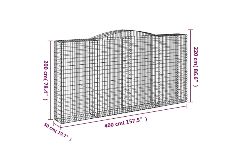 vidaXL 153540 Arched Gabion Basket 400x50x200/220cm Galvanised Iron vidaXL 153540 Arched Gabion Basket 400x50x200/220cm Galvanised Iron