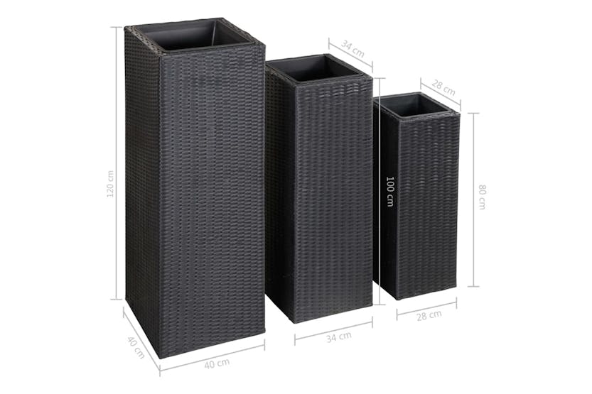 vidaXL 46924 Garden Raised Beds 3 Pcs Poly Rattan Black vidaXL 46924 Garden Raised Beds 3 Pcs Poly Rattan Black