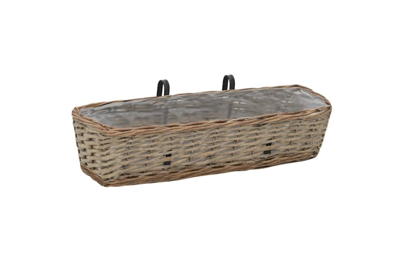 vidaXL 246829 Balcony Planter 2 Pcs Wicker With Pe Lining 60cm vidaXL 246829 Balcony Planter 2 Pcs Wicker With Pe Lining 60cm
