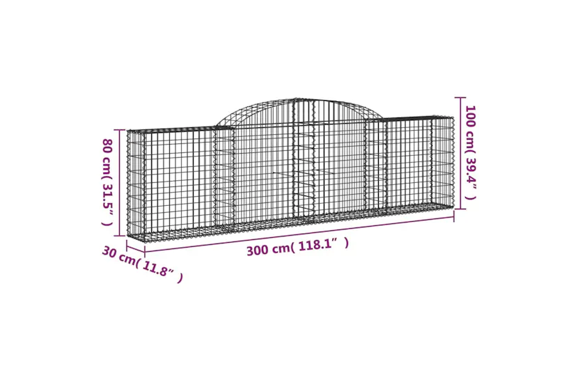 vidaXL 153504 Arched Gabion Basket 300x30x80/100cm Galvanised Iron vidaXL 153504 Arched Gabion Basket 300x30x80/100cm Galvanised Iron