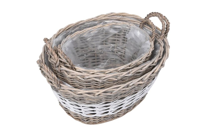 vidaXL 246831 Raised Bed 3 Pcs Wicker With Pe Lining vidaXL 246831 Raised Bed 3 Pcs Wicker With Pe Lining